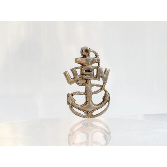 U.S. Navy Chief Petty Officer Sterling Silver "USN" CPO Anchor WWII Cap Badge - Picture 5 of 9